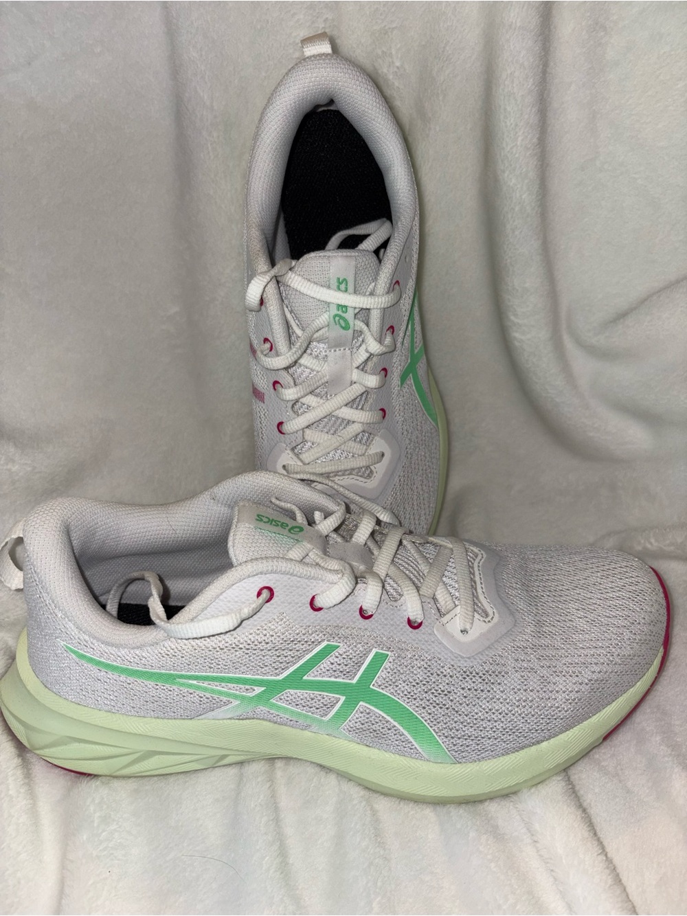Asics White Sneakers with Mint and Pink Accents